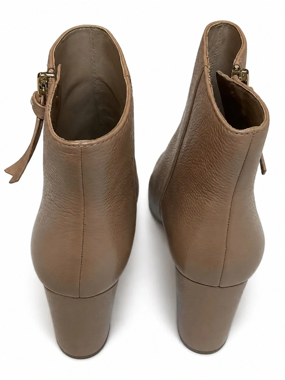 Kate Spade Knott Zip Pebbled Texture Tan Bootie Womens SZ 7 Classic Minimalist